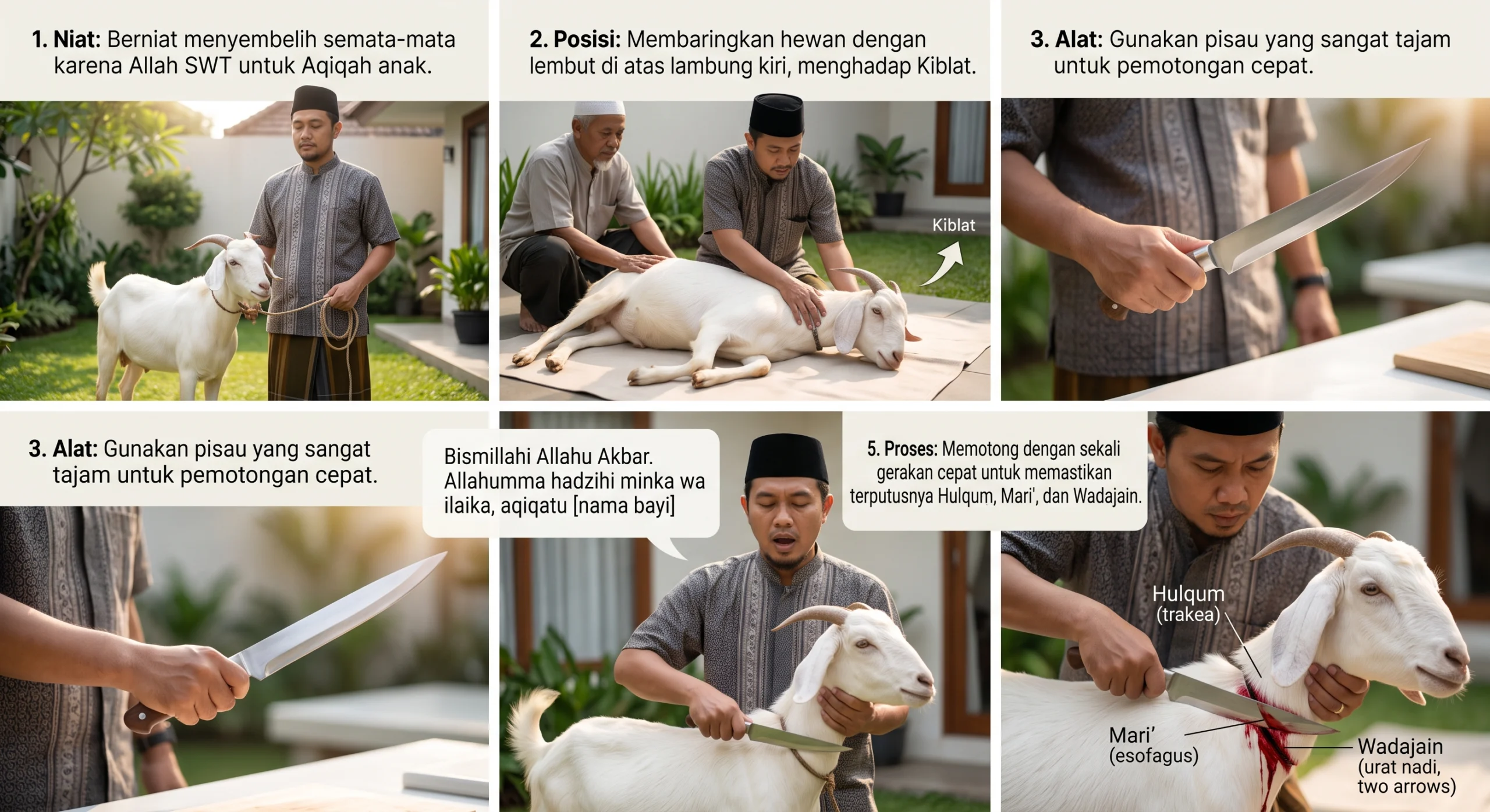 proses penyembelihan hewan aqiqah sesuai syariat islam 